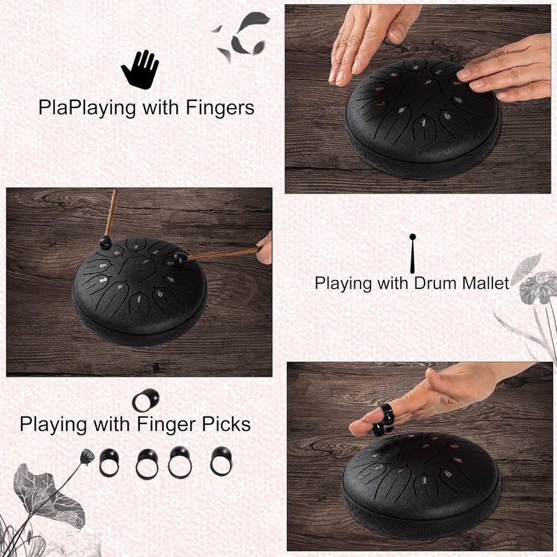 harmuhos Steel Tongue Drum 11 Note 6 Inches D-Key Tank Drum Handpan Drum Percussion Instrument for Meditation Entertainment Musical Education Concert Mind Healing Yoga - Image 4